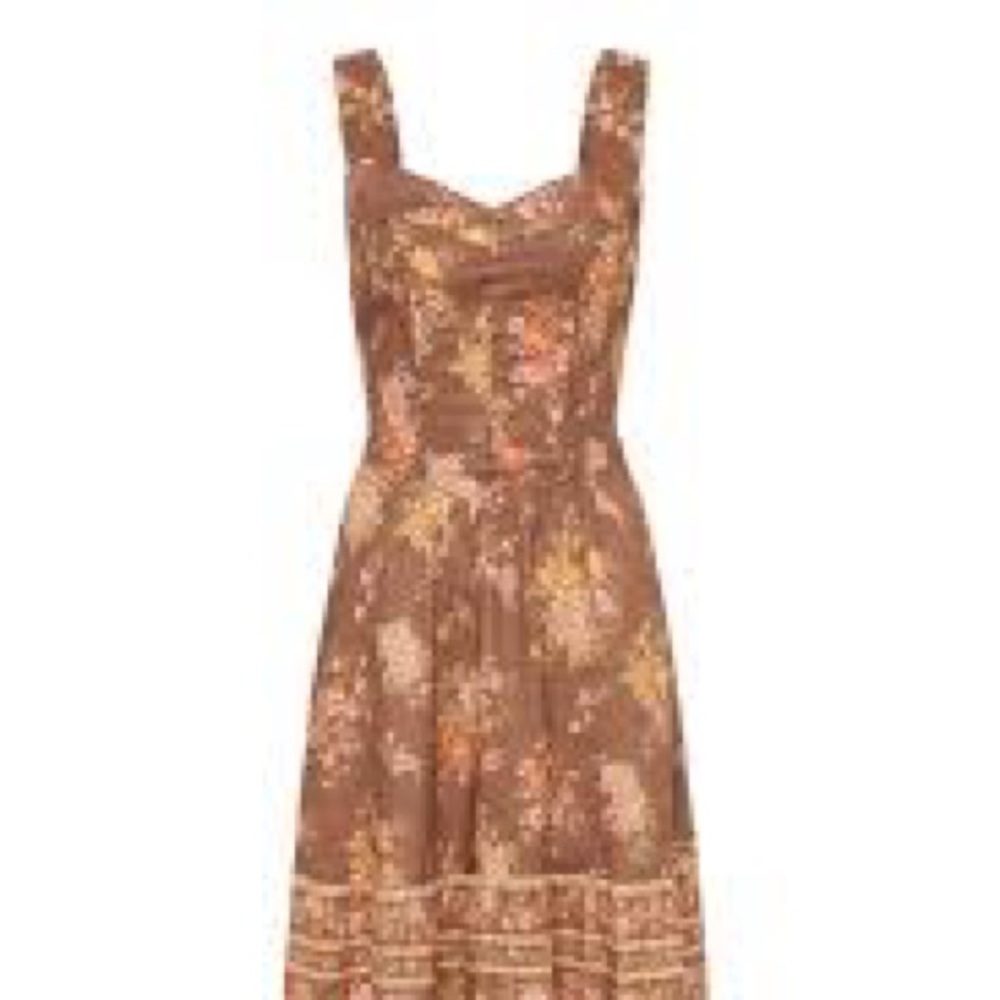 Spell Meadowland brown linen floral dress